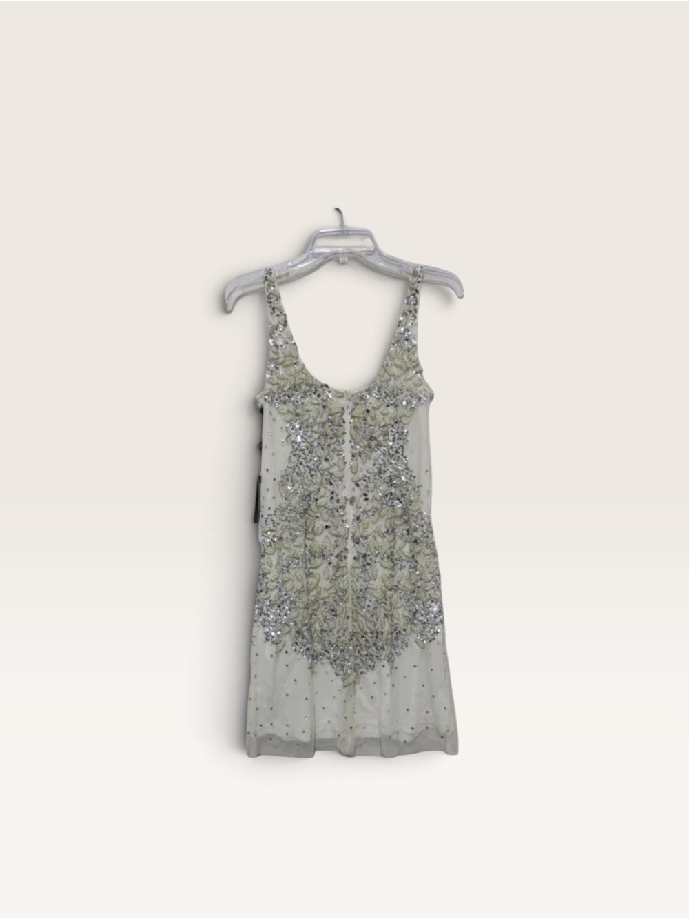 Adrianna Papell Silver Beaded Mini Dress